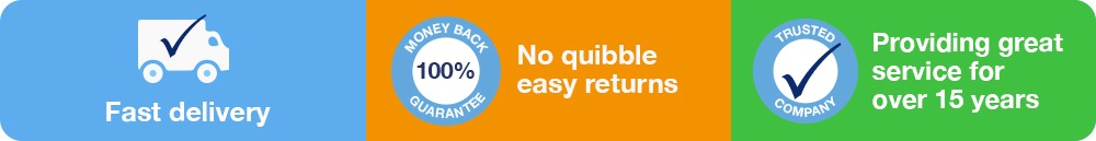 We offer fast delivery and no quibble returns