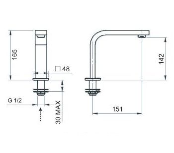 Premier Square Design Washroom Spout