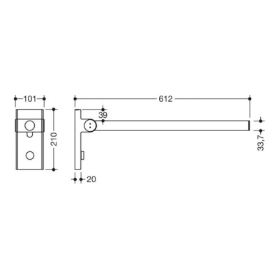 System 900 Mono Hinged Support Rail - Polished Chrome