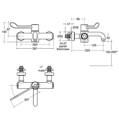 HTM64 Armitage Shanks Markwik 21 Thermostatic Sequential Mixer Tap - Detachable Spout