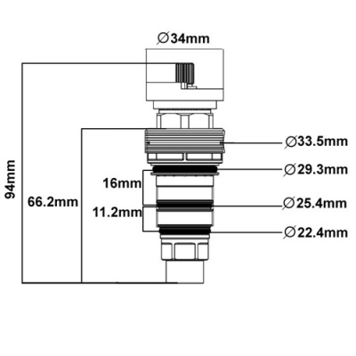 ALPI Extended Shaft Screw in Thermostatic Shower Cartridge