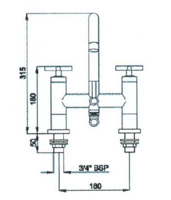 Avant cross handle bath shower mixer tap