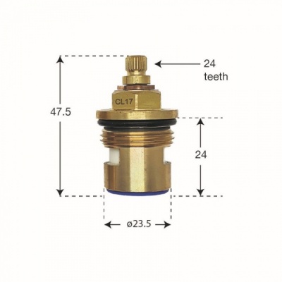 Extra Short 3/4 inch BSP quarter tap valves with 24 teeth - 47mm tall.