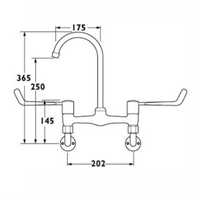 Dualflow wall mounted medical sink tap