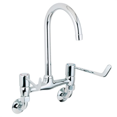 Dualflow wall mounted medical sink tap