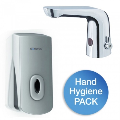 Bristan S4 Temperature Adjustable Sensor Tap with Genwec Easy Action Soap Dispenser