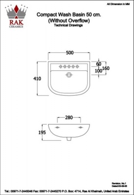 Hospital 50 HTM64 'No Tap Hole' Wall Basin