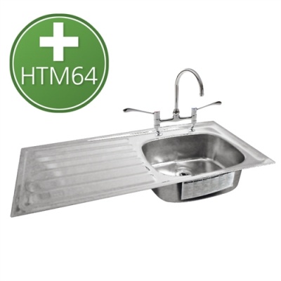 Pland '1030' HTM64 (sanitary assemblies) compliant Hospital Sink with drainer