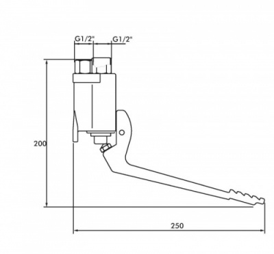 The Intatec Multi Control 2 Pedal Wall Mounted  Foot Mixing Valve