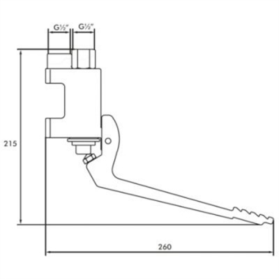 The Intatec Foot Pedal Operated Tap - wall fitted