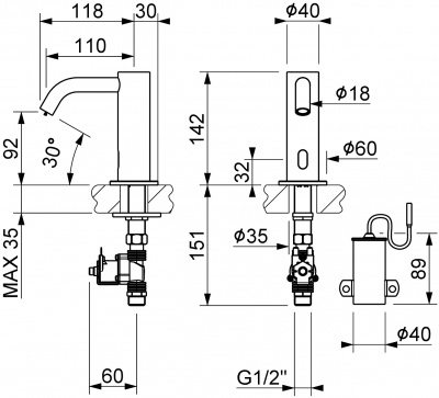 Hart Drop Spout Sensor Tap - Matt Black