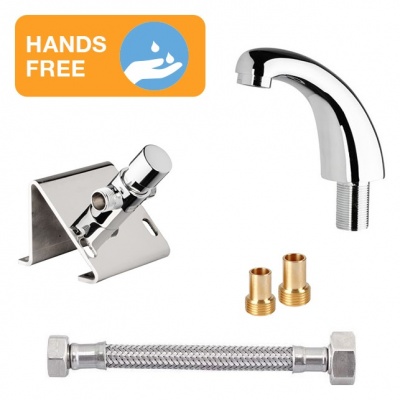 Exposed Foot Flow Control and Fixed Spout Set | Touchless Handwashing Set