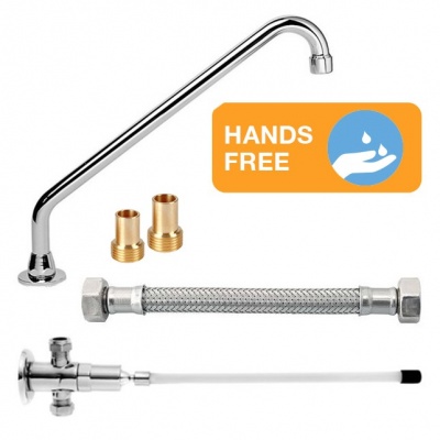 Knee Operated Tap Set with Long Reach Swivel Spout | Knee Control Handwashing