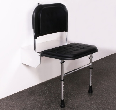 Black padded Doc M shower seat with legs