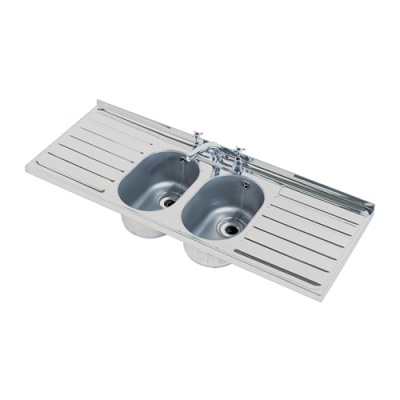 Pland Brou Bar Sink | Twin bowl and drainer sink for food and catering use