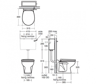 Armitage Shanks Contour 21 Schools Back to Wall WC Pan - 305mm high