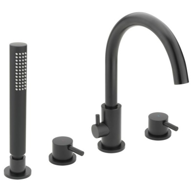 Ergo Matt Black 4 Hole Bath Shower Mixer