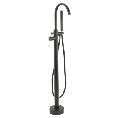 Ergo Matt Black Floor Standing Bath Shower Mixer & Kit