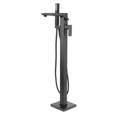 Raven Matt Black Floor Standing Bath Shower Mixer & Kit