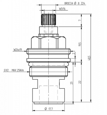 Short Quarter Turn Tap Valves with 24 Teeth