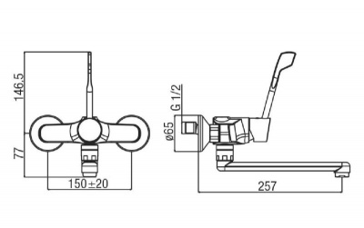 Ability Wall Mounted Swivel spout Kitchen Tap