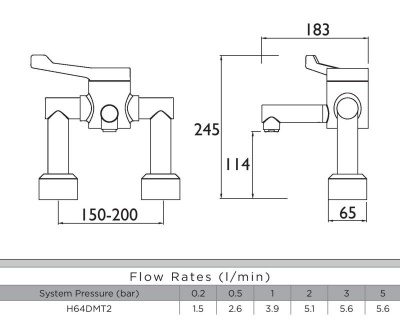 Bristan HTM64 Thermostatic Deck Mounted Mixer Tap | HTM04-01 Hospital Tap