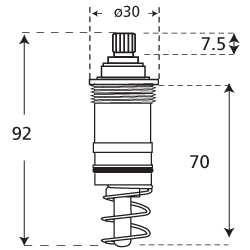 Replacement compact thermostatic shower cartridge