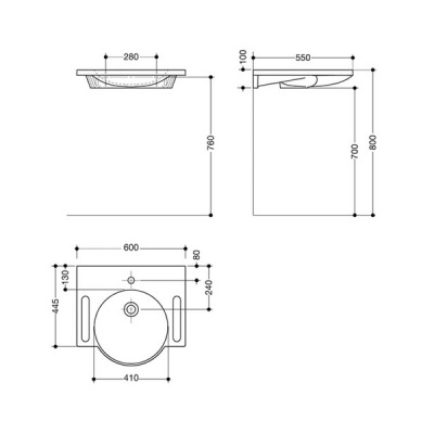 HEWI composite washbasin white - 450 wide