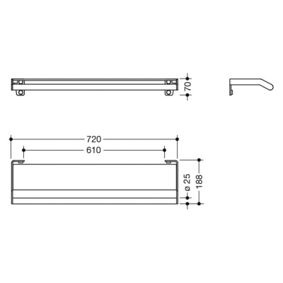 System 900 Shelf With Grab Bar - Black