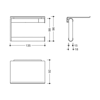 System 900 Toilet Roll Holder With Shelf - Black