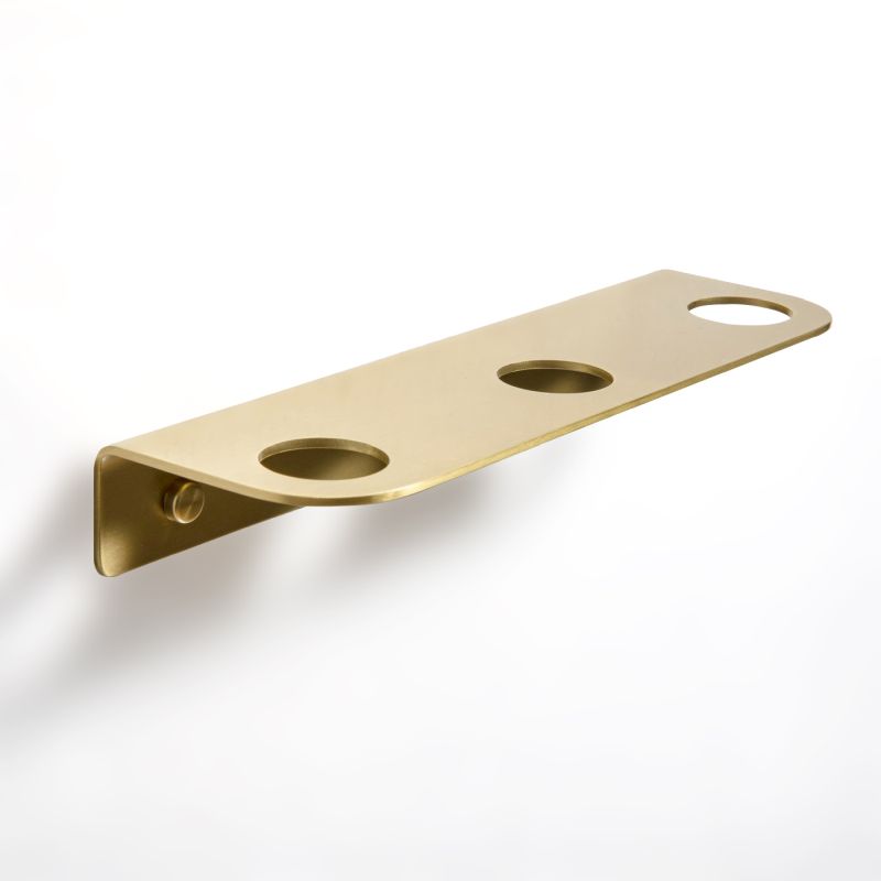 Three Hole Bottle Holder - Brushed Brass