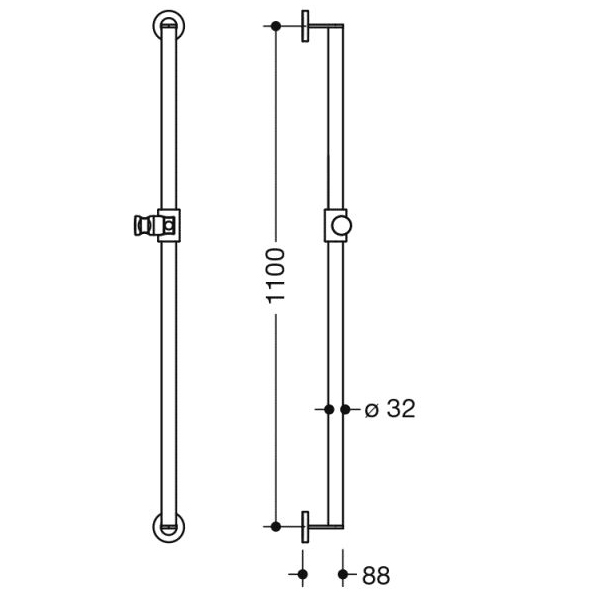 HEWI Support Shower Riser Rail Polished Chrome NotJustTaps.co.uk