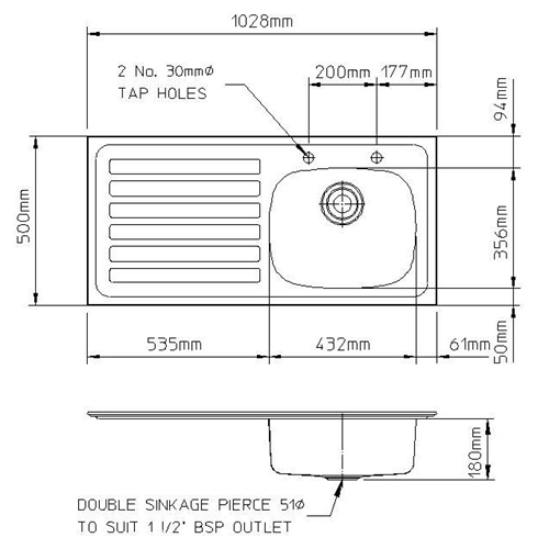 Pland '1030' HTM64 (sanitary assemblies) compliant Hospital Sink with ...