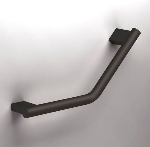 Lux Designer Angled Grab Rail Black Straight And Compact Grab Rail Chrome Finish Dimensions W300 X D96 H89mm Lifetime Manufacturers Guarantee