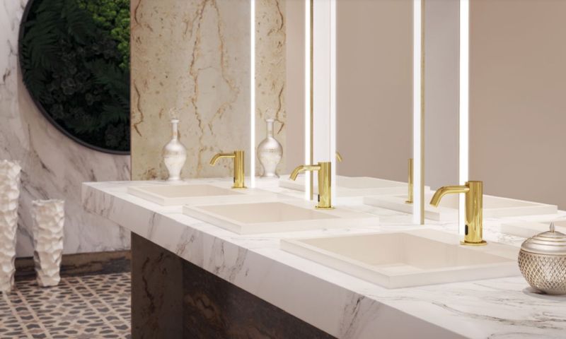 Designer Drop Spout Sensor Tap - Polished Gold - NotJustTaps.co.uk
