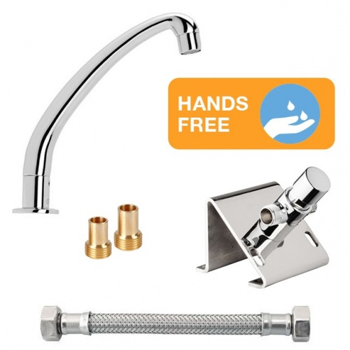 Exposed Foot Flow Control and Swivel Spout Set | Foot Control Handwashing