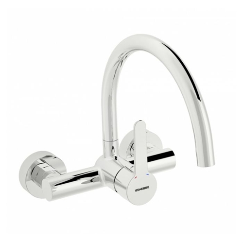 Oslo Wall Mounted 'Swan Neck' Kitchen Sink Tap