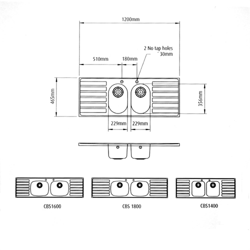 Pland Brou Bar Sink Twin bowl and drainer sink for food and catering