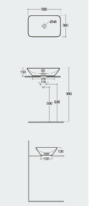 RAK Variant Countertop Rectangular Washbasin - NotJustTaps.co.uk