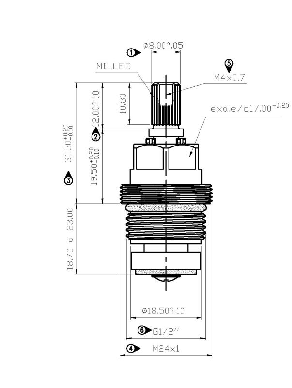 Standard 1/2" Replacement Tap Valve 24 Teeth Spline NotJustTaps.co.uk