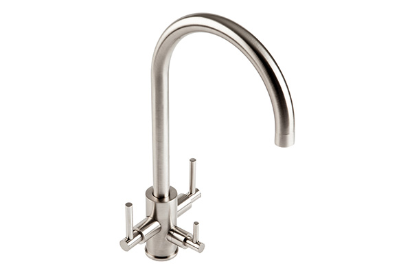 The Trio 3 way kitchen tap with inbuilt water filter system - Brushed Steel Finish