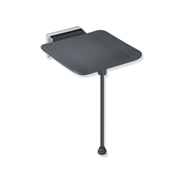 HEWI System 900 Hinged Shower Seat With Support Leg - Anthracite