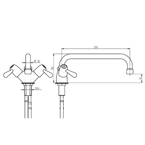 Monolith Catering Under Counter Bar Tap NotJustTaps.co.uk