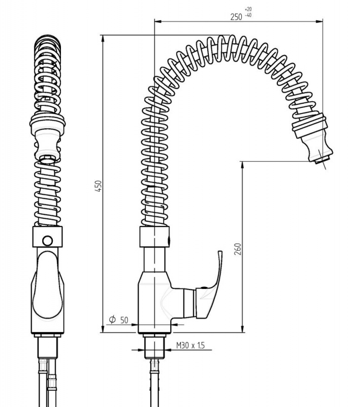 Projet Powerspray Kitchen Rinse Tap - NotJustTaps.co.uk