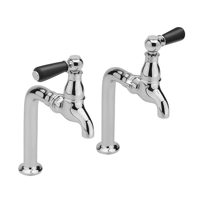 Classic Lever Pillar Taps on Stands Black Lever Taps NotJustTaps.co.uk