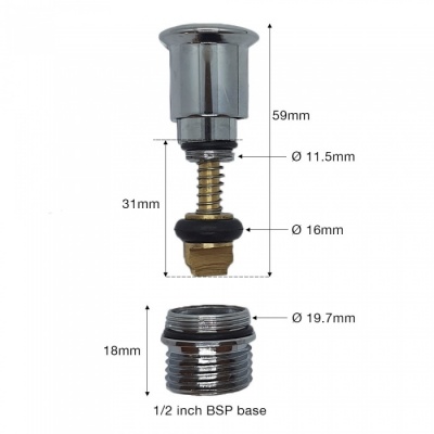 Replacement Two Part Bath Mixer Diverter - NotJustTaps.co.uk