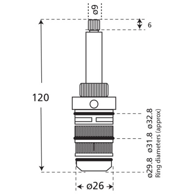 Long Stem Compact Thermostatic Shower Cartridge