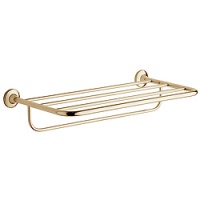 Ascot Towel Shelf With Hanging Arm - Gold